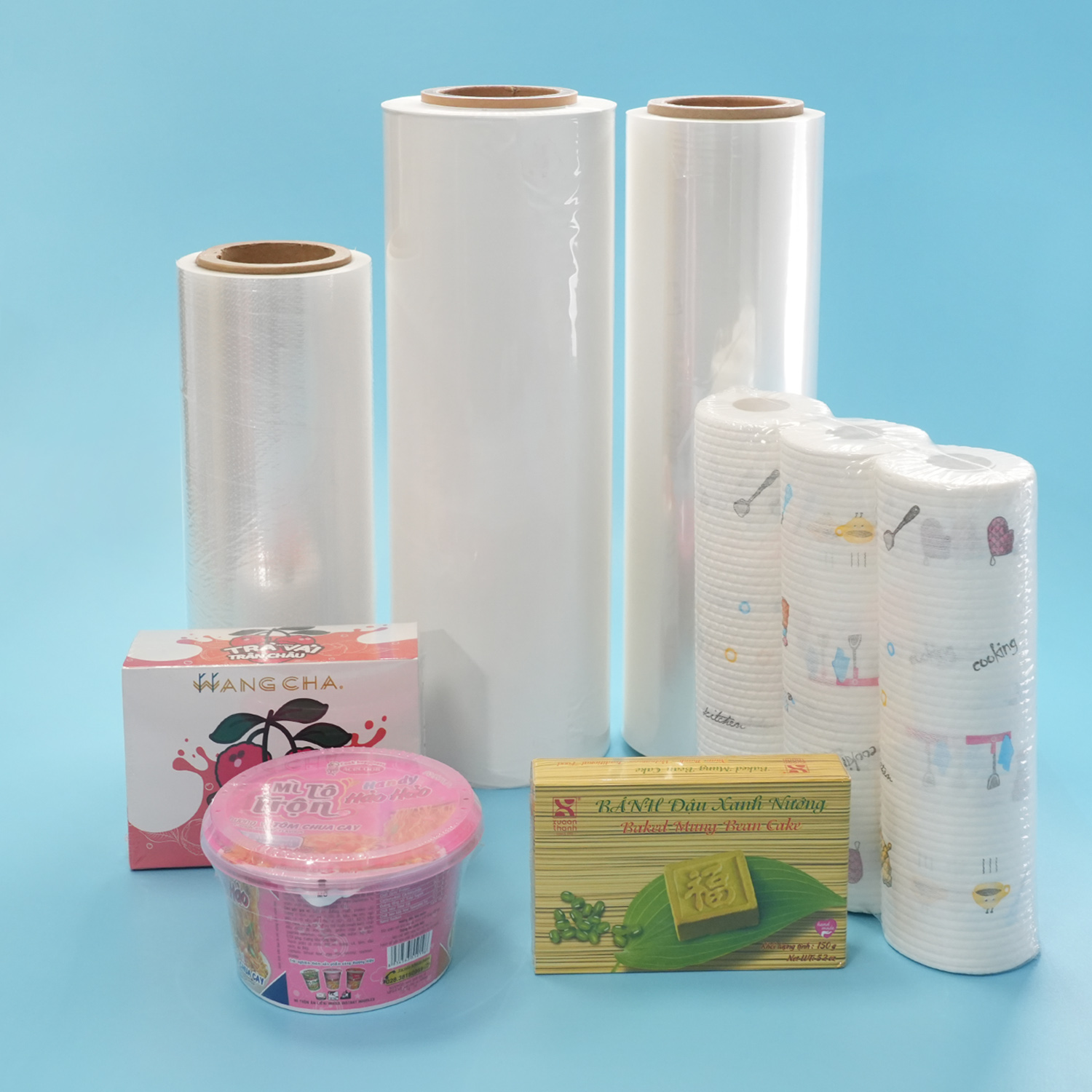 Màng bọc nhiệt polyolefin liên kết ngang cấp thực phẩm được in tùy chỉnh, Màng co POF trong suốt linh hoạt với độ co mạnh cho thực phẩm, đồ uống và bao bì bên ngoài của sản phẩm nói chung