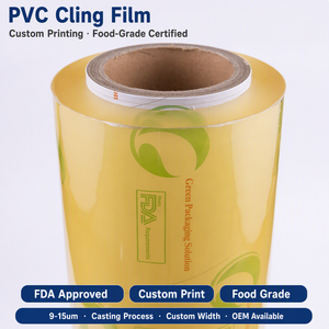 Nhà sản xuất Cấp thực phẩm PVC Thực phẩm Căng màng bám Jumbo Roll Siêu thị Giữ tươi Bao bì Màng bọc