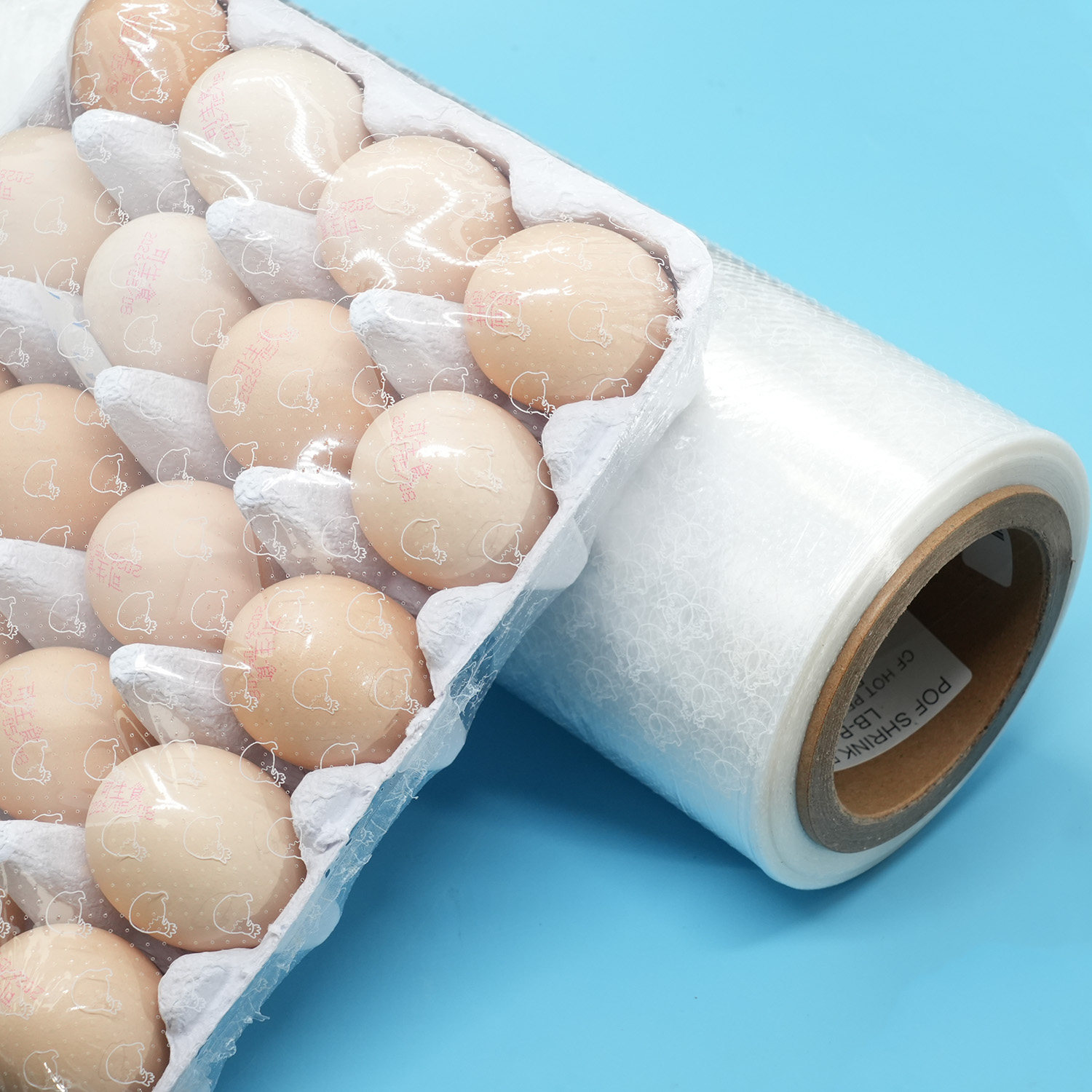 Màng co nhiệt POF đục lỗ siêu nhỏ, Màng bọc co lỗ thủng nóng cấp thực phẩm dùng cho bao bì khay đựng trứng